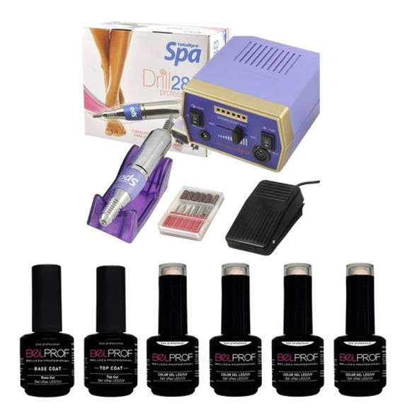 Torno Para Manicura Tenikpro 288 + Esmaltes Semi Belprof X6 0