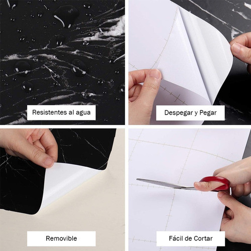 Papel Pared Autoadhesi Simil Marmol Carrara Negro 60cmx10mts 1