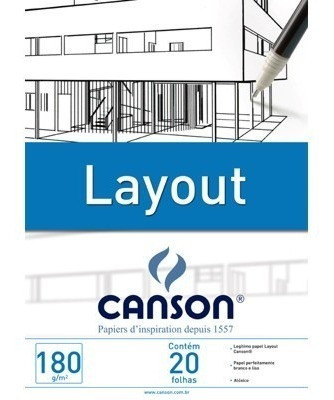 6x Bloco Papel Desenho Canson Layout Super Liso 180gr A4 Bra 0