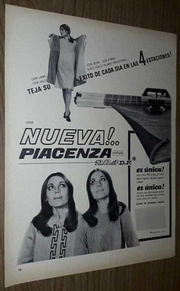 P321 Clipping Publicidad Maquina De Tejer Piacenza Año 1967 0