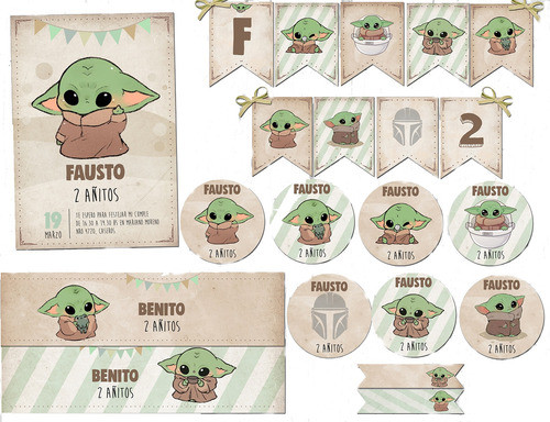 Kit Imprimible Baby Yoda Con Texto Editable 0