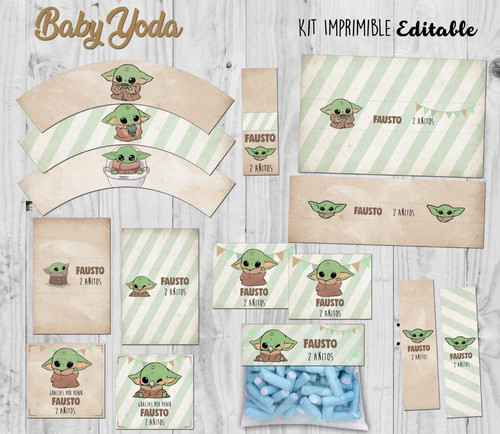 Kit Imprimible Baby Yoda Con Texto Editable 1