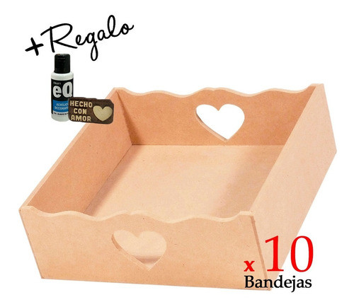 Panera Bandeja Corazón En Fibrofácil - X10 Unid. Oferta !! 1