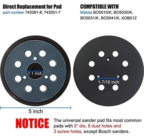 Almohadilla Lijadora De Repuesto Para Makita -8, -7 - Compa. 1