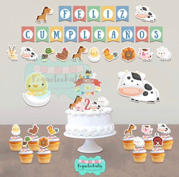 Kit Cumple Deco Toppers Banderines Animales De Selva Safari 1