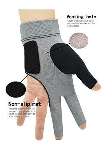 Guante Profesional Para Pool Negro Y Gris 1