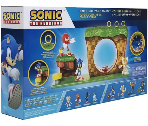 Sonic Figura + Juego De La Colina Verde Playset Original 1