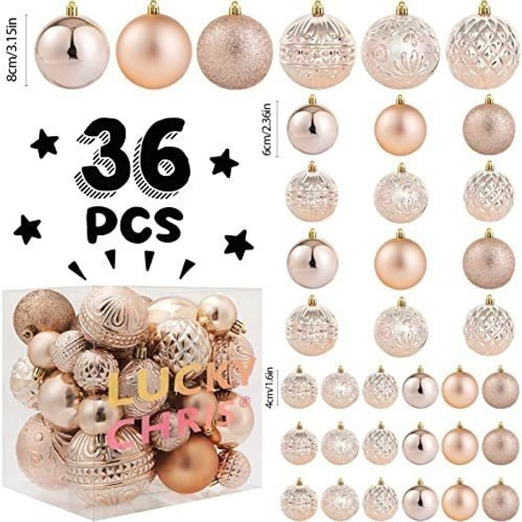 Adornos De Navidad Set De 36 Bolas Para Arbol Champan 1