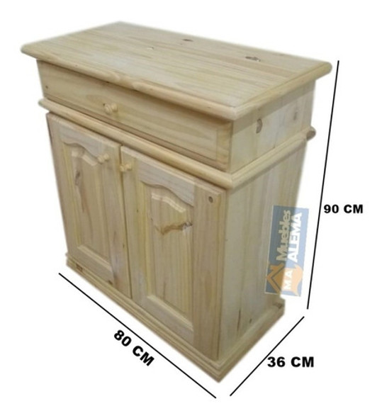 Bahiut De Pino Macizo 80 Cm 1 Cajon Y 2 Puertas 1