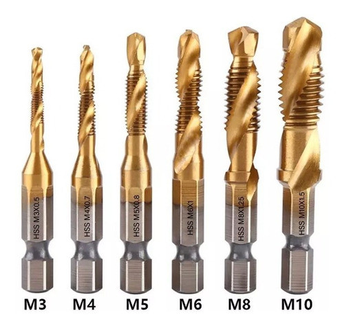 Set 6 Mechas Macho Combinadas Mecha Roscada Hexagonal Clic 1