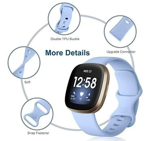 Malla Para Fitbit Versa 3 &sense X4 Small  Blanco + Pastel 1