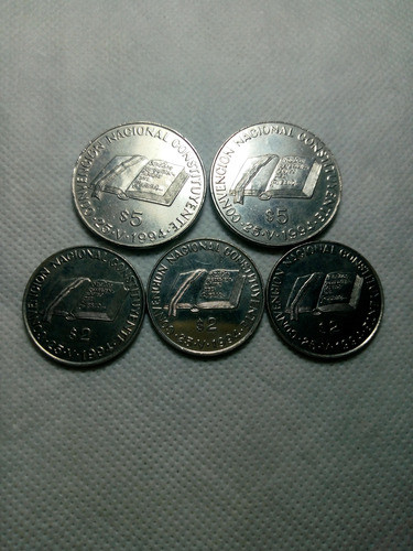 5 Monedas Conmemorativas De La As. Gral. Const. 1994. 1