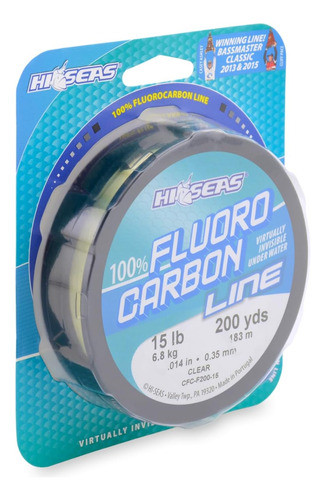 Hi-seas 100% Línea Fluorocarbono 15lb 200yd 1