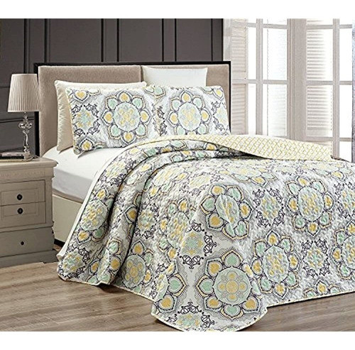 Mk Collection Juego De Colcha Acolchada Reversible Extragran 0