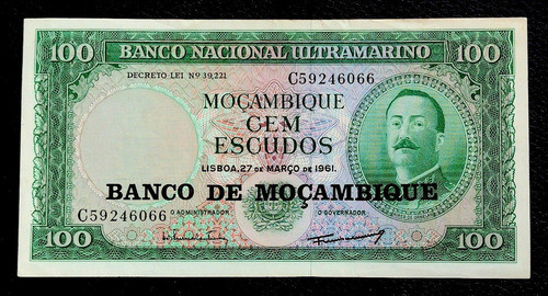 Mozambique 100 Escudos 1961 Sc Pick 117 0