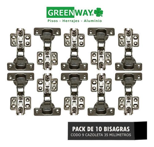 Bisagra Codo 9 Cazoleta 35mm Mueble Cocina Pack 10 Unidades 1