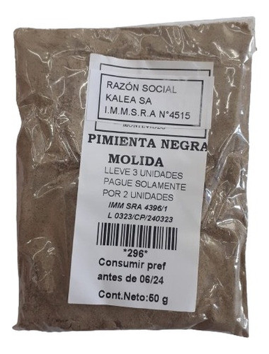 Pimienta Negra Molida 50g. Compre 3 Pague 2. 0