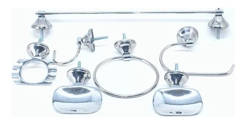 Set Kit Juego Accesorios Para Baño 7 Piezas Cromado 0