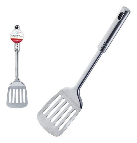 Espátula De Inox Cozinha Chapeiro Lanches Vazada Fritura 0