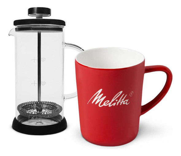 Kit Melitta Prensa Francesa Pequena + Caneca Vermelha 0