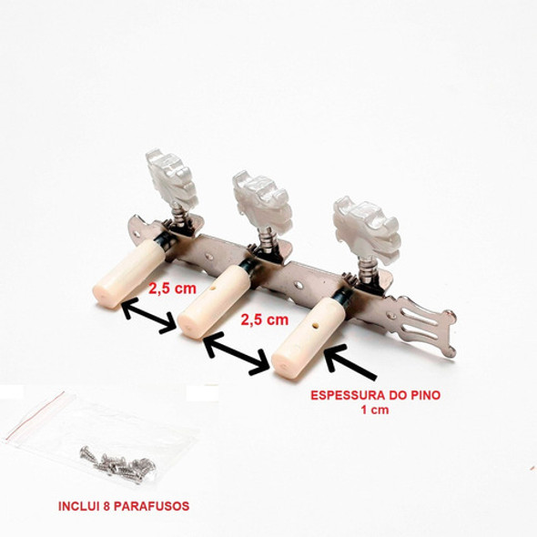 Kit 2 Tarraxa Tarracha Violão Nylon Pino Grosso Cromado 1