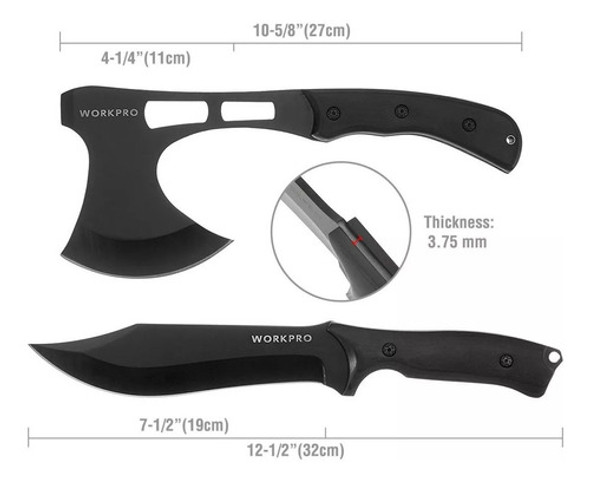 Kit De Hacha Y Cuchillo De Acero En Frio Workpro W000315 1