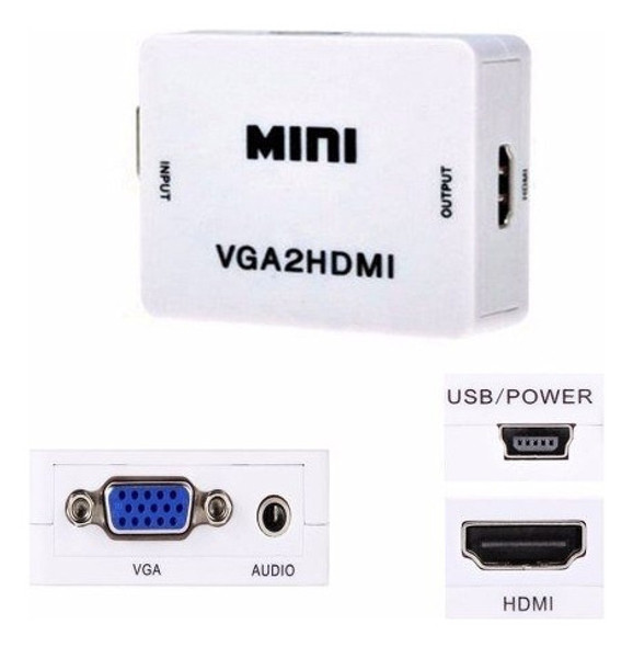 Conversor Vga A Hdmi Hd 1080p Adaptador Con Audio Tucuman 1
