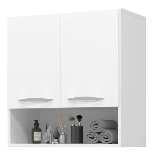 Porta Toalhas Branco 60cm Nicho Suspenso Com Porta 0