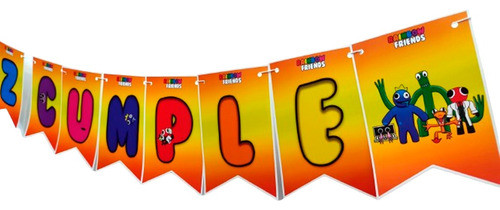 Banderin Deco Feliz Cumple Rainbow Friends Roblox Guirnalda 0