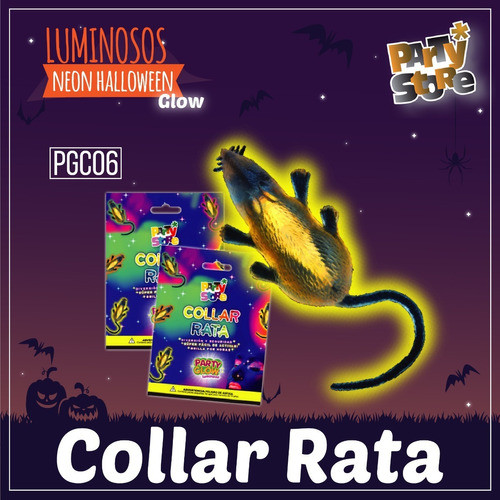 Collar Rata Party Glow Neon Luz Halloween Souvenir X10 0