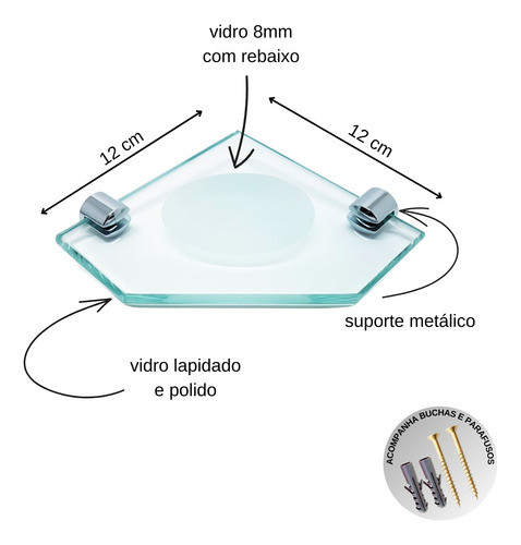 Kit De Acessórios P/ Banheiro 4 Pçs Em Vidro Incolor S602 1