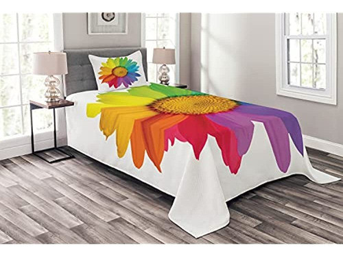 Colcha De Flores Por Ambesonne, Colores Del Arco Iris, Giras 0