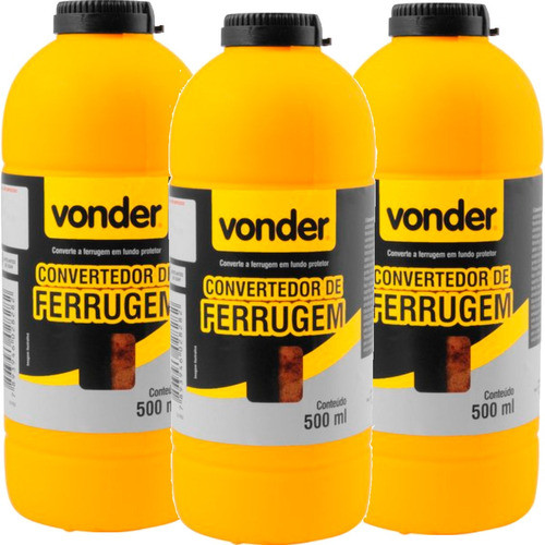 Kit 3x Convertedor De Ferrugem Fundo Protetor Vonder 500ml 1