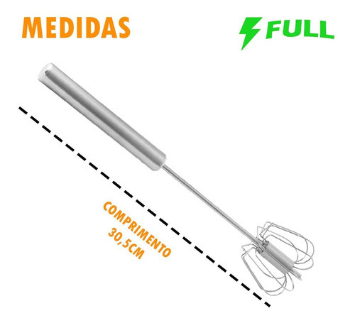 Batedor De Ovos Semi Automático Fouet Profissional Inox 31cm 1