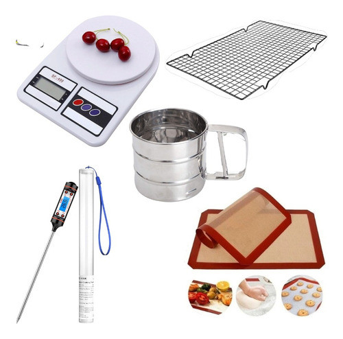 Set Kit Reposteria Balanza Plancha Horno Termometro Rejilla 0