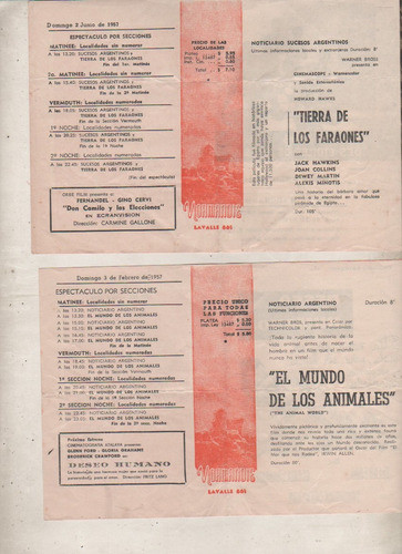 Lote 2 Antiguos Programa Cine - Normandie  -  Año 1957 1