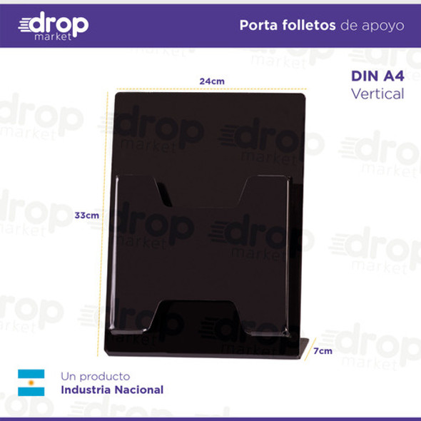 Porta Folletos Hojas Oficina Negro A4 21x30 X1u 1