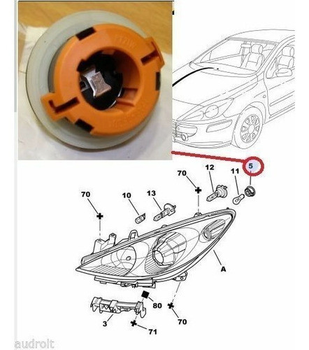 Portalampara De Giro Delantero Peugeot 207 307 308 408 1