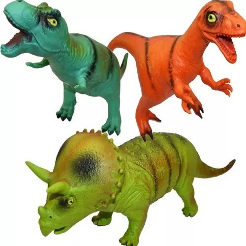 Dinosaurios Combo X2 Tamaño Grande Goma No Tóxico Resistente 0
