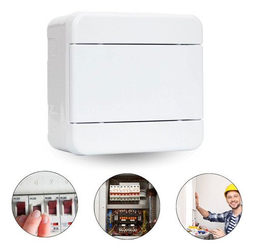 Quadro Distribuição Din Br 4 Disjuntores Sobrepor Caixa Luz 0