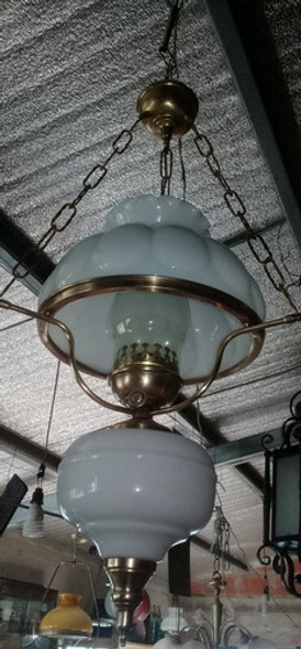 Quinque Colgante Antiguo: Bronce Y Opalina. 0