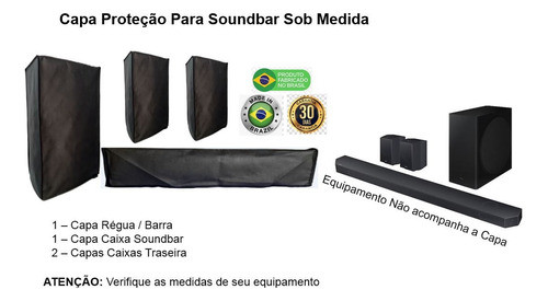Capa Proteção Para Soundbar Jbl Bar 800 Sob Medida Tnt Preto 1