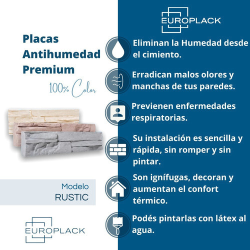 Placas Antihumedad Color Modelo Rustic M2 Colocado 1