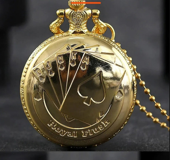 Relógio De Bolso Steampunk Com Corrente Antigo Dourado Copas 1