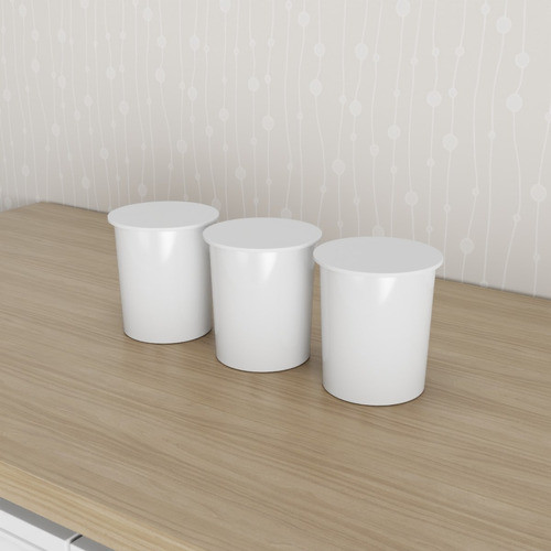 Trio De Potes Kit Higiene Quarto Infantil Lavável Branco 1