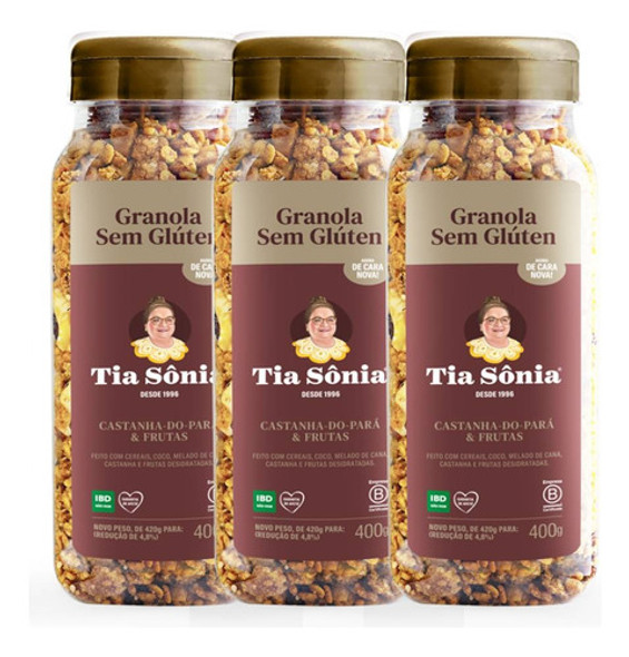 Kit 3 Granola Sem Glúten Vegana Castanha 400g Cada Tia Sônia 0 Kit 3 Granola Sem Glúten Vegana Castanha 400g Cada Tia Sônia 0