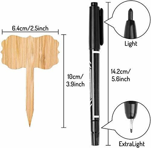 Identificador De Plantas Y Fibron Negro (bamboo, Pack De 60) 1