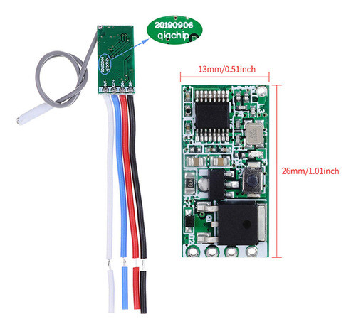 Mini Receptor De Controle Remoto Sem Fio 1 Botão Preto 1