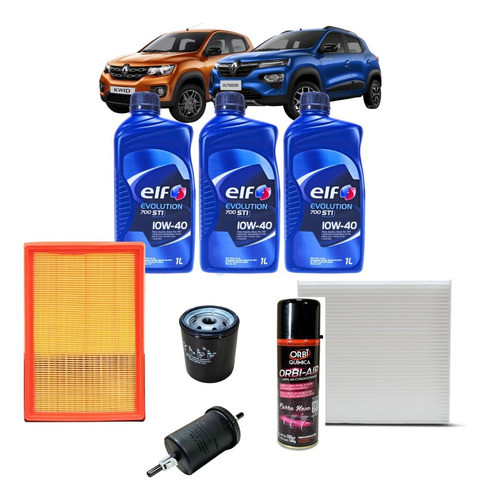 Kit Filtros Troca Óleo Renault Kwid 1.0 12v 3cil Elf 10w40 0