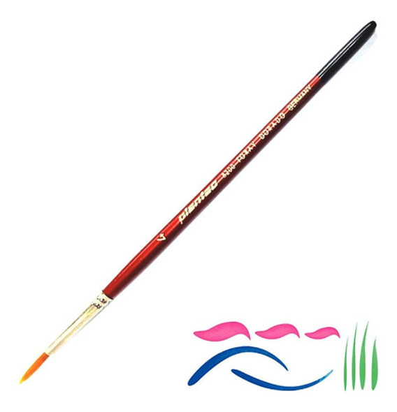 Pincel Redondo Plantec Toray 8200 Fibra Sintetica Dorada N 4 1